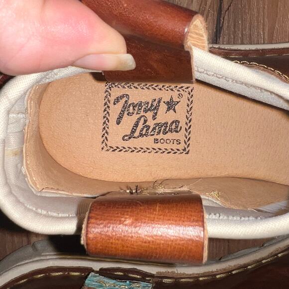 Tony Lama Brown Leather Slip-On Western Chelsea Boots Women’s Size 8 - Picture 11 of 15